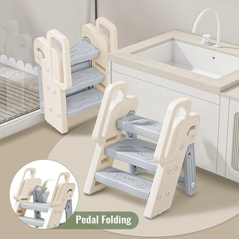 Toddler Learning Tower - Bangku 3 langkah dengan pegangan anti-selip