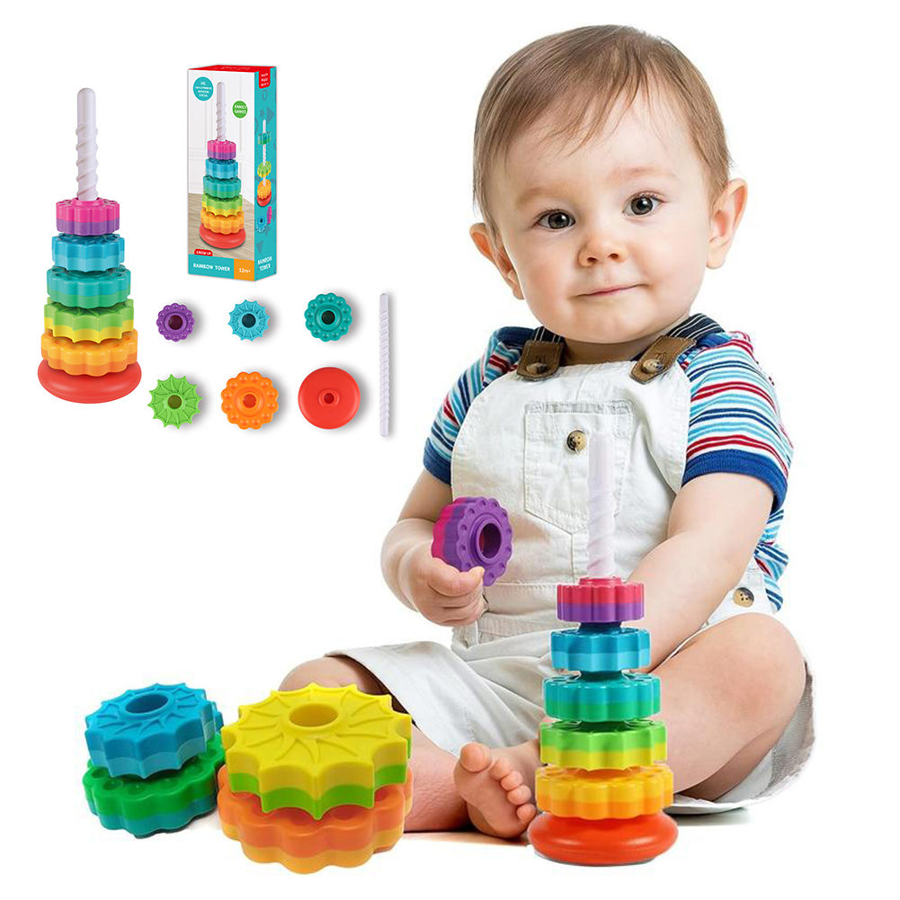 Toddler Learning Tower - Mainan Menara Pelangi Mainan Sensorik Edukasi